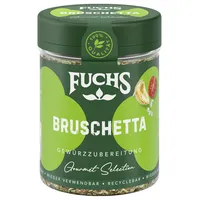 Fuchs Gewürze Gourmet Selection Mediterran Bruschetta Gewürzzubereitung, Nachfüllbares, Gewürzmischung mit Ausgewählten Kräutern für Genüssliche Bruschetta und Dressings, Vegan, Bunt, 50 g