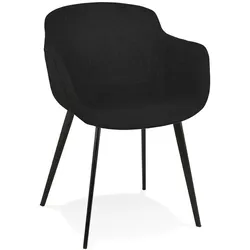 Kadima Design Armlehnenstuhl Textil 50er Jahre Stil | 59x54x80cm | Gepolstert | Küche & Arbeitszimmer | Schwarz