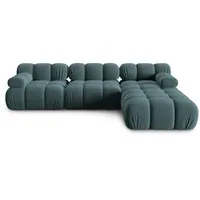 Micadoni Modulares-Sofa, petrol Textil, 4-Sitzer, 188x63x282 cm, Hergestellt in