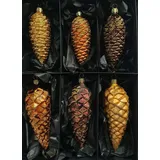 nostalgie-christbaumschmuck Thüringer Christbaumschmuck Exclusiv Gold Braun Kupfer Zapfen 12+16cm Handarbeit Germany 6er Set