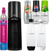 Wassersprudler SodaStream Terra Black + 2 Flaschen, Schwarz/Weiß, 1L + Sirups