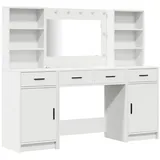 vidaXL Schminktisch Set mit LED mit Schubladen 3 pcs Weiß Holzwerkstoff vidaXL