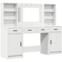 vidaXL Schminktisch Set mit LED mit Schubladen 3 pcs Weiß Holzwerkstoff vidaXL