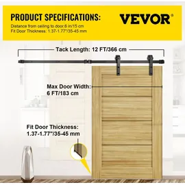 Vevor Schiebetürbeschlag 366cm Länge Schwarz