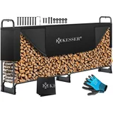 Kesser Kaminholzregal 260 x 36 x 117 cm schwarz inkl. Abdeckung + Handschuhe