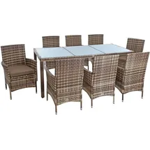 Estexo Polyrattan Sitzgruppe Gartenmöbel Set f. 8 Personen Rattan Gartenset Beige-Braun