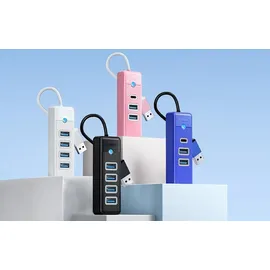 COFI Orico PW4U-U3-015-BK-EP Hub Adapter USB auf 4x USB 3.0, 5 Gbps, mit 4 USB 3.0-Anschlüssen 0,15m Schwarz