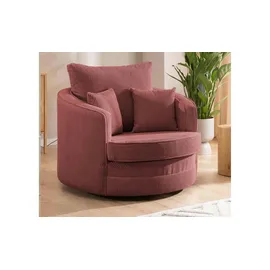 S-Style Drehsessel Ted Cord 107 x 94 x 0 cm Rot mit Kissen