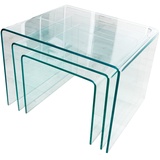 Riess Ambiente Design 3er Set Glas Couchtisch FANTOME 60cm Beistelltische transparent