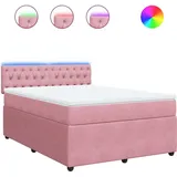 vidaXL Boxspringbett mit Matratze Rosa 140x200 cm Samt