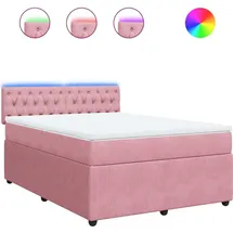 vidaXL Boxspringbett mit Matratze Rosa 140x200 cm Samt