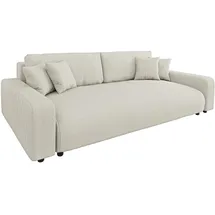 s-style möbel Emma - Sofa mit Schlaffunktion und Bettkasten in Beige Cord-Stoff schöner Sitzkomfort