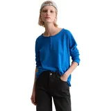 Marc O'Polo DENIM "aus Organic Cotton", Damen, Gr. XXS, blau (pale cobalt), Obermaterial: 100% Baumwolle, unifarben, Basic, relaxed fit, Serafino, Shirts Langarmshirt