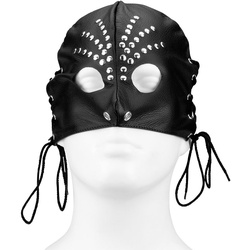 Leder-Maske mit runden Cut Outs, schwarz