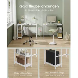 VASAGLE Schreibtisch 100 cm x 75 cm x 50 cm Weiß