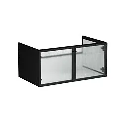 Vitra Liquid Waschtisch-Unterschrank 66739 88x51x41cm, Korpus schwarz matt/Ornamentglas geriffelt