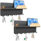 Famanu Schlüsselboard Holz mit Ablage - Schwarz Modern