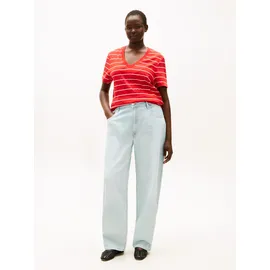 Tommy Hilfiger Curve 5-Pocket-Jeans TOMMY HILFIGER CURVE "CRV DNM TAM BARREL RW", Damen, Gr. 54, N-Gr, blau (tam), Denim/Jeans, Obermaterial: 100% Baumwolle, unifarben, gerade lang, Jeans 5-Pocket-Jeans, in großen Größen, Mid Rise im Tapered Fit