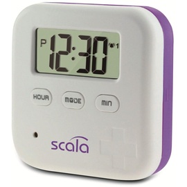 SCALA Pillenbox Timer 4 Fach, 5 Alarmzeiten weiß