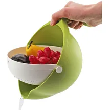 Winkee Küchensieb | Nudelsieb aus Kunststoff Praktische Abgießhilfe | 2 in 1 Küchenhelfer Set | Schüssel | Küchenutensilien | Schwenksieb | Geschenk an Weihnachten, Geburtstag, Valentinstag