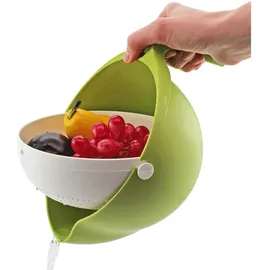 Winkee Küchensieb | Nudelsieb aus Kunststoff Praktische Abgießhilfe | 2 in 1 Küchenhelfer Set | Schüssel | Küchenutensilien | Schwenksieb | Geschenk an Weihnachten, Geburtstag, Valentinstag