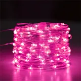 FANSU Lichterkette mit USB, LED Kupferdraht Lichterketten Gartenbeleuchtung Außen/Innen, Fairy Lights für Garten Balkon Hochzeits Party Deko (Rosa,1m 10 Lichter)