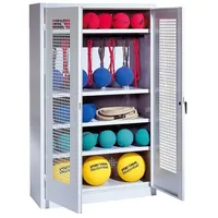 C+P Sportgeräteschrank mit Lochblech-Flügeltüren (Typ 2), HxBxT 195x120x50 cm,