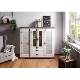 MASSIVMOEBEL24.DE Highboard Mango 160x45x142 weiß lackiert TOULOUSE #115