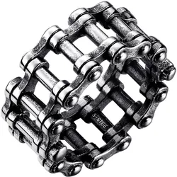 Fingerring »Schmuck Geschenk Edelstahl Ring Bike Fahrradketten-Optik«, 83013204-62 edelstahlfarben-schwarz