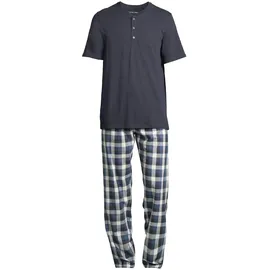 SCHIESSER Pyjama Night & Home Grau kariert / Blau L