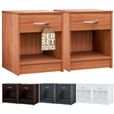 CASARIA Casaria® Nachttisch 2er Set Schublade Kirschholz