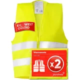 purahelp Warnweste Auto Gelb 2 Erwachsenenwesten, DIN EN 20471 Universalgröße
