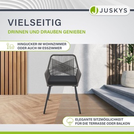 Juskys Rope Gartenstühle Kastos 6er Set - Outdoor Stuhl 150 kg belastbar - Gartenstuhl