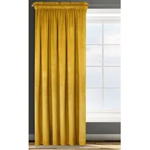 Eurofirany Design91 Samtvorhang Kräuselband Blickdichte Vorhänge Samt Velours 135x300 Samtvorhänge ROSA (senf)