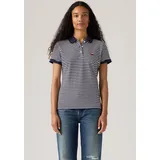 Levi's Poloshirt "LEVI'S HM POLO", Damen, Gr. S (36), blau (navy, weiß), Piqué, Obermaterial: 95% Baumwolle, 5% Elasthan, gestreift, slim fit normal, ohne Ausschnitt, angesetztes Bündchen, Shirts, Piqué aus elastischer Baumwollmischung