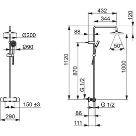 Hansa Basic Duschsystem mit Thermostat Chrom 55350110