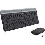 Combo Kabelloses Tastatur-Maus-Set, 2.4 GHz Verbindung via Nano-USB-Empfänger, 10m Reichweite, 18-Monate Batterielaufzeit, PC/Laptop, UK Englisch Schwarz