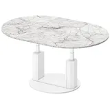 designimpex Couchtisch Design HEM-111 Hochglanz ausziehbar höhenverstellbar Tisch weiß