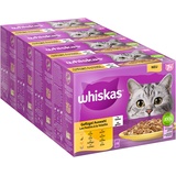 whiskas 7+ Katzenfutter Geflügel Auswahl in Gelee, 12x85g (4 Packungen) – Hochwertiges Nassfutter ab dem 7. Lebensjahr in 48 Portionsbeuteln – Für die Bewahrung der Vitalität