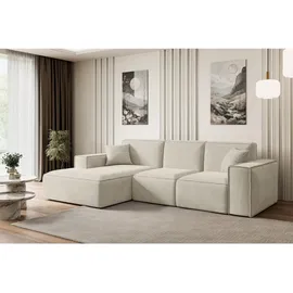 altdecor Ecksofa in L-Form Ottomane links, 266x165 cm Beige Textil, 6-Sitzer,