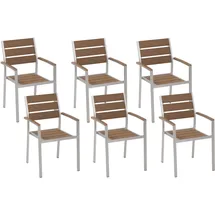 Beliani Vernio Gartenstuhl 54 x 54 x 88 cm hellbraun 6 St.