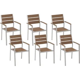 Beliani Vernio Gartenstuhl 54 x 54 x 88 cm hellbraun 6 St.