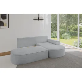 altdecor Eckcouch Samt mit Schlaffunktion 2-Sitzer Grau
