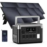 OUKITEL P1000 Plus Tragbare Powerstation mit 2x200W Solarpanel, 1024Wh LFP Batterie Backup mit 4x1800W AC Ausgäng, Schnellladung von 0-80% in 40 Mins Solar Generator, Notstromaggregat für Camping