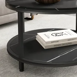 Vicco Couchtisch Ontario Marmor Schwarz 80 x 46 cm