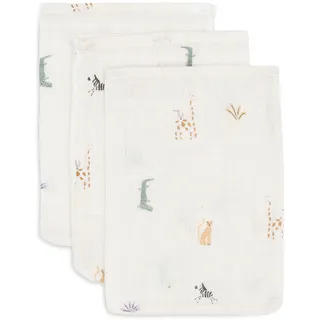 Jollein Waschlappe Baby - Jungle Jambo - 3er Pack - 15x20cm - 100% Baumwolle - Waschhandschuh Baby - Oeko-TEX Zertifiziert