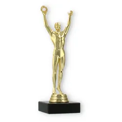 Pokal Kunststofffigur Sieger gold auf schwarzem Marmorsockel 20,6cm