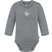 normani Outdoor Sports Baby Merino Langarmbody Tuai in Grau gestreift | Gr.: 74