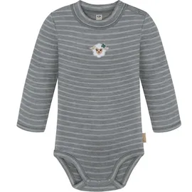 normani Outdoor Sports Baby Merino Langarmbody Tuai in Grau gestreift | Gr.: 74