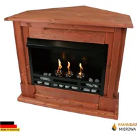 Gelkamin Ethanolkamin Kaminofen Eckkamin Apollo inkl. Zubehör Set - Kirschbaum - Braun